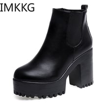 winter fashion 2019 retro women boots Platform High Heels woman Ankle Boots Ladies Square heel Sexy Slip-On Shoes A00329 2024 - buy cheap