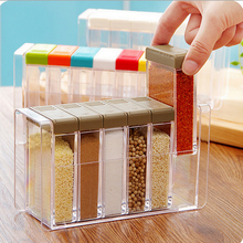 Tarro de especias transparente para cocina, caja de almacenamiento de condimentos de acero inoxidable, Cruet, 6 unids/set/juego, AU029 2024 - compra barato