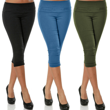 4XL Plus Size Women 3/4 Length Pants Fashion Elastic Waist Skinny Cropped Pants Female Stretch Trousers Pencil Capris Pantalon 2024 - buy cheap
