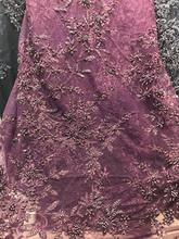 Модная Тюлевая вышивка, французская сетчатая кружевная ткань, фототкань с бусинами для вечернего платья 2024 - купить недорого