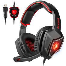 Sades usb gaming headset jogo de computador fone de ouvido 7.1 som com microfone backlight 2024 - compre barato