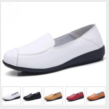 Spring Summer Genuine Leather Flats Shoes Wedge Heels Women Loafers Women Flats Ballet Casual Flat Shoes Woman Moccasins 2024 - buy cheap
