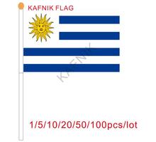 KAFNIK, 10/20/50/100 pcs o Pequeno 14*21 cm Uruguai Uruguai bandeira Bandeira da mão entrega da bandeira com o Pólo de bandeira nacional de transporte da gota 2024 - compre barato
