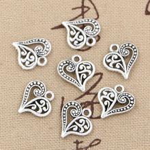 20pcs Charms Hollow Lovely Heart 15x14mm Antique Making Pendant fit,Vintage Tibetan Bronze Silver color,DIY Handmade Jewelry 2024 - buy cheap