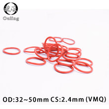 5 Pçs/lote Vermelho Anéis de Silicone Silicone/OD32 VMQ O anel de 2.4 milímetros de Espessura/33/34/35/36/40/42/44/45/48/50mm O-Anel de Vedação de Borracha junta 2024 - compre barato