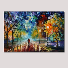 Arthyx-paleta de pinturas al óleo de parque nocturno lluvioso, lienzo moderno abstracto, arte de pared para sala de estar, imágenes decorativas para el hogar 2024 - compra barato