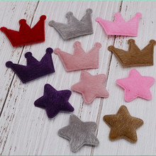 Sew on  5*3.5cm 40pcs/lot Mink plush cloth stars crown    Padded Patches Appliques For Clothes Sewing Supplies Decoration 2024 - buy cheap