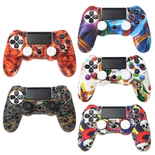 Silicone Gamepad Skin Grip Cover Protector Case + 2 Caps Kit For PS4 Controller 2024 - buy cheap