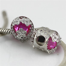 Daisies Murano pink Bead DIY big hole European Beads fit pandora Bracelets necklaces pendants 2024 - compre barato