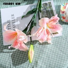 Seis tamanhos! Flores de lírio de látex de alta simulação, 86cm de comprimento, toque real, 3 cabeças de flores decorativas de casamento 2024 - compre barato