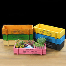 New Color Garden Plant Pot Decorative Vintage Succulent Wooden Boxes Crates Rectangle Flower Pot Gardening Device planter Pot 2024 - buy cheap