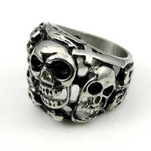 AMUMIU Fashion Skull Stainless Steel Ring For Men Biker Jewelry HZR057 2024 - buy cheap
