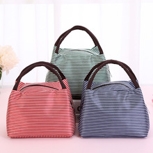 New Leisure Women Portable Lunch Bag Canvas Stripe Insulated Cooler Bags Thermal Food Picnic Lunch Bags Box Kids Ice Pack Tote 2024 - buy cheap