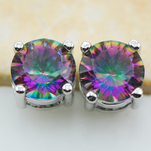New Arrival Rose Rainbow Crystal Zircon Women Stud Earrings 925 Sterling Silver Stud Earrings ATEE28 2024 - buy cheap