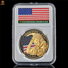 Вторая мировая война D-Day Cimetiere Американский Омаха Золотой пляж Золотая наградная монета коллекция W/Lucky Box 2024 - купить недорого