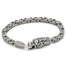 Pulseira masculina de aço inoxidável estilo nórdico, bracelete amuleto de corrente do dragon king odin wolf-23cm 2024 - compre barato