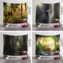 Plus Size Large Wall Tapestry Fog Elk Tree Forest Deer Hippie Psychedelic Tapestry Wall Hanging Bohemia Sofa Blanket Home Decor 2024 - buy cheap
