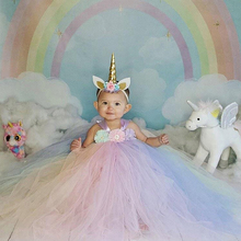 Unicorn Tutu Dress Girls Baby Girls Flower Wedding Birthday Party Dress with Headband Halloween Prom Pageant Costume Photo Props 2024 - buy cheap