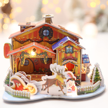 1 unidad de decoración de papel navideño DIY casa de nieve de Navidad decoraciones creativas de fiesta de navidad regalo para niños CASA DE PAPEL pequeña 2024 - compra barato