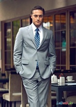 Tpsaade terno masculino cinza diário, roupa de casamento 2 peças (jaqueta + calças), blazer formal slim fit moderno personalizado, 440 2024 - compre barato