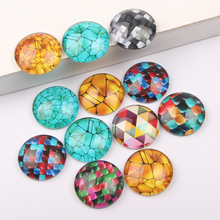 reidgaller 50pcs Flatback Round Dome Mix Mosaic Circles Photo Cameo Earring Glass Cabochon 12mm 2024 - buy cheap