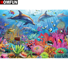 HOMFUN taladro cuadrado/redondo completo 5D DIY pintura de diamante "paisaje submarino" bordado punto de cruz 5D decoración del hogar A00771 2024 - compra barato