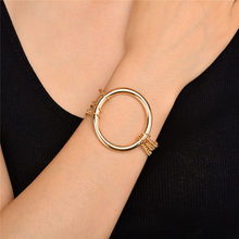 Minimalista grande círculo pulseira de metal para as mulheres moda geométrica ouro cor corrente pulseiras festa de casamento presente 2024 - compre barato