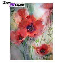 Ever Moment Diamond Embroidery Red Flower Painting Diamond Mosaic Full Square Drills Home Decoration  Diamond Painting ASF1125 2024 - buy cheap