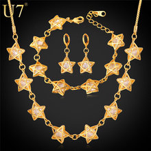 U7 Elegant Star Jewelry set For Women Wedding Accessories Cubic Zirconia Gold Color Necklace/Earrings/Bracelet Sets S651 2024 - buy cheap