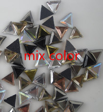 Hotfix aplique de roupa, pedrinhas de cristal colorido de vidro, triângulo de cristal 5.5mm facetado, traseira plana, elegante, cor 100 peças 2024 - compre barato