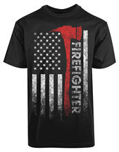 Bombero con bandera americana, camiseta con hacha de línea roja, bombero 2024 - compra barato