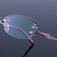 Gafas sin montura, Diamante trimming gafas moda mujer hermoso temperamento gafas graduadas miopía hipermetropía 24 2024 - compra barato