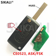 Sikali chave remota com botão de lâmpada, chaveiro de automóvel para citroen berlingo c5 c4 c3 c2 picasso (ce0523, ask/fsk, 3bt, hu83) 2024 - compre barato