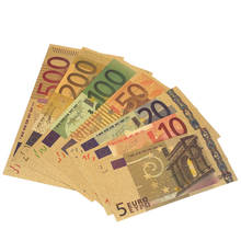 Позолоченные античные 7 шт памятные банкноты 5 10 20 50 100 200 500 евро поддельные деньги украшение дома антикварный сувенир 2024 - купить недорого
