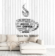 Criativo Xícara de Café Loja Palavras Decalque Da Parede Do Vinil Da Cozinha Sala de Jantar Decoração Art Stickers Home Decor Sala Decalques ZB012 2024 - compre barato