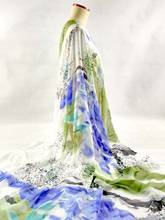 Telas 100% чистый натуральный шелк, шифон тутового дерева с цифровой печатью синий/белый Текстиль Ткань шьет женское платье шарф 8 мм tissu 2024 - купить недорого