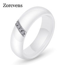 Женское керамическое кольцо ZORCVENS, черное, белое, розовое, с кристаллами, обручальное, подарок матери, ювелирное изделие 2024 - купить недорого