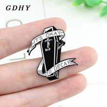 GDHY IT'S OKAY TO DECAY Black Coffin Brooch Death Coffin Banner Enamel Pins Badges Lapel pin Punk Gothic For kids Jewelry 2024 - buy cheap