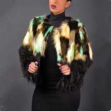 2018 women clothing long sleeve multi spliced faux fur jacket warm winter coat Female casual fashion slim Imitation fur coat 2024 - buy cheap