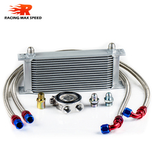 Universal racing car row 16 excavator hydraulic oil cooler kit with OIL FILTER SANDWICH ADAPTER+an10 hose 2024 - buy cheap