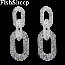 FishSheep Geometric Glitter Acrylic Stud Earrings For Women Chain Link Fashion Colorful Resin Earrings 2018 Jewelry Brincos 2024 - buy cheap