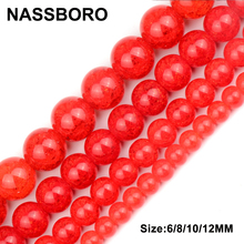 Fashion Red Crystal Glass Beads Popcorn Natural Stone Beads Crystal Round Loose Beads Jewelry Making Bracelet DIY 6/8/10/12MM 2024 - buy cheap