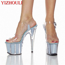 women's shoes pole dancing shoes 15cm high heels sandals crystal shoes clear Sparkling Glitter wedding shoes 2024 - buy cheap