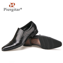 Piergitar/удобные мужские модельные туфли из натуральной кожи, без шнуровки, с острым носком, деловые формальные Туфли-оксфорды на плоской подошве 2024 - купить недорого