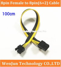 Cable de alimentación PCI-E GPU personalizado, 100cm, 8 pines hembra a 8 pines (6 + 2) macho, 18awg, 8p a 8p, 20 piezas por DHL 2024 - compra barato