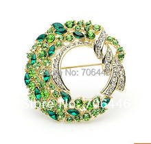 2 inch Gold Wreath Brooch Rhinestone Crystal Diamante Prom Party Gift Pins Scarf Clip Buckle 2024 - buy cheap