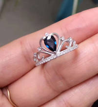 Женское кольцо из серебра 925 пробы, с натуральным голубым сапфиром 2024 - купить недорого