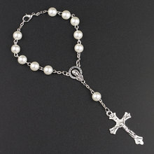 12Pcs/Lot 8MM White Simulated Pearl Beads Religious Catholic Rosary Bracelets Women Wholesale Beaded Bracelet Jewelry 2024 - buy cheap