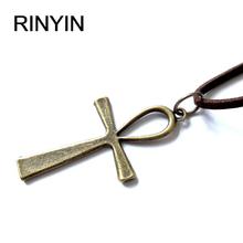 Velvet Necklace Leather Jewelry Punk Jewelry Vintage Necklace Hiphop Rock Style Smooth Egyptian Ankh Cross Pendant M1061 2024 - buy cheap