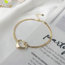 Flyleaf 18k Gold Heart Shape Double Layer Real 925 Sterling Silver Bracelets For Women Fashion Fine Jewelry Bracelets & Bangles 2024 - buy cheap